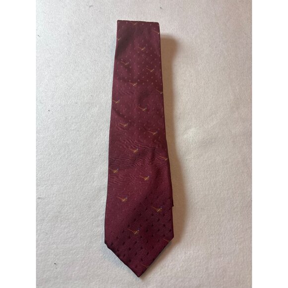 Beretta Burgundy Silk Tie With Pheasant Pattern 3.5" Wide - Picture 1 of 7